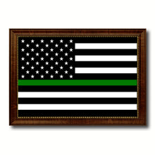 Load image into Gallery viewer, Thin Green Line Support Border Patrol American USA Flag Canvas Print with Brown Picture Frame Home Decor Wall Art Gift Ideas