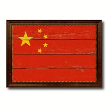 Load image into Gallery viewer, China Country Flag Vintage Canvas Print with Brown Picture Frame Home Decor Gifts Wall Art Decoration Artwork