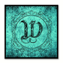 Load image into Gallery viewer, Alphabet W Aqua Canvas Print Black Frame Kids Bedroom Wall Décor Home Art