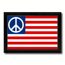 Load image into Gallery viewer, Peace Sign American Military Flag Canvas Print Black Picture Frame Gifts Home Decor Wall Art