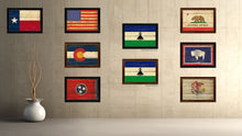 Load image into Gallery viewer, Lesotho Country Flag Vintage Canvas Print with Brown Picture Frame Home Decor Gifts Wall Art Decoration Artwork