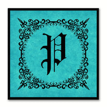 Load image into Gallery viewer, Alphabet P Aqua Canvas Print Black Frame Kids Bedroom Wall Décor Home Art