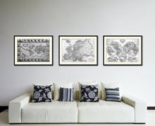 Load image into Gallery viewer, Europe Vintage B&W Map Canvas Print, Picture Frame Home Decor Wall Art Gift Ideas
