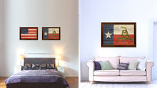 Load image into Gallery viewer, Gadsden Don't Tread On Me Texas State Military Flag Texture Canvas Print with Brown Picture Frame Home Decor Wall Art Gifts