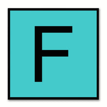 Load image into Gallery viewer, Alphabet F Aqua Canvas Print Black Frame Kids Bedroom Wall Décor Home Art