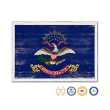 Load image into Gallery viewer, North Dakota State Flag Shabby Chic Gifts Home Decor Wall Art Canvas Print, White Wash Wood Frame