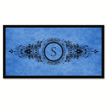 Load image into Gallery viewer, Alphabet Letter S Blue Canvas Print, Black Custom Frame