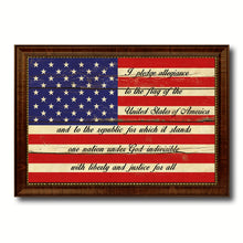 Load image into Gallery viewer, The Pledge of Allegiance American USA Flag Vintage Canvas Print with Brown Picture Frame Gifts Ideas Home Decor Wall Art Decoration