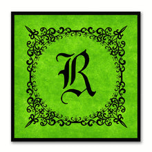 Load image into Gallery viewer, Alphabet R Green Canvas Print Black Frame Kids Bedroom Wall Décor Home Art