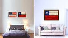Load image into Gallery viewer, Chile Country Flag Texture Canvas Print with Brown Custom Picture Frame Home Decor Gift Ideas Wall Art Decoration