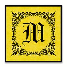 Load image into Gallery viewer, Alphabet M Yellow Canvas Print Black Frame Kids Bedroom Wall Décor Home Art