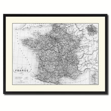 Load image into Gallery viewer, France Paris Vintage B&W Map Canvas Print, Picture Frame Home Decor Wall Art Gift Ideas