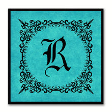 Load image into Gallery viewer, Alphabet R Aqua Canvas Print Black Frame Kids Bedroom Wall Décor Home Art