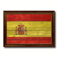 Load image into Gallery viewer, Spain Country Flag Texture Canvas Print with Brown Custom Picture Frame Home Decor Gift Ideas Wall Art Decoration