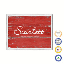 Load image into Gallery viewer, Scarlett Name Plate White Wash Wood Frame Canvas Print Boutique Cottage Decor Shabby Chic