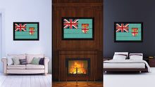 Load image into Gallery viewer, Fiji Country Flag Vintage Canvas Print with Black Picture Frame Home Decor Gifts Wall Art Decoration Artwork
