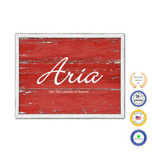 Load image into Gallery viewer, Aria Name Plate White Wash Wood Frame Canvas Print Boutique Cottage Decor Shabby Chic