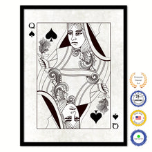 Load image into Gallery viewer, Queen Spades Poker Decks of Vintage Cards Print on Canvas Black Custom Framed