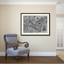 Load image into Gallery viewer, Land Vintage B&W Map Canvas Print, Picture Frame Home Decor Wall Art Gift Ideas