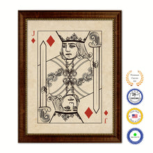 Load image into Gallery viewer, Jack Diamond Poker Decks of Vintage Cards Print on Canvas Brown Custom Framed