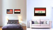 Load image into Gallery viewer, Iraq Country Flag Texture Canvas Print with Brown Custom Picture Frame Home Decor Gift Ideas Wall Art Decoration