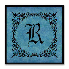 Load image into Gallery viewer, Alphabet R Blue Canvas Print Black Frame Kids Bedroom Wall Décor Home Art