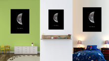 Load image into Gallery viewer, Quarter Moon Print on Canvas Planets of Solar System Black Custom Framed Art Home Decor Wall Office Decoration