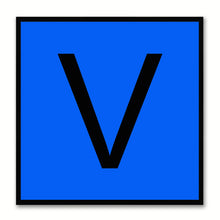 Load image into Gallery viewer, Alphabet V Blue Canvas Print Black Frame Kids Bedroom Wall Décor Home Art