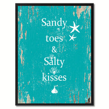 Load image into Gallery viewer, Sandy Toes & Salty Kisses Saying Canvas Print, Black Picture Frame Home Decor Wall Art Gifts