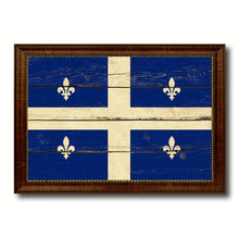 Load image into Gallery viewer, Quebec City Canada Vintage Flag Canvas Print Brown Picture Frame