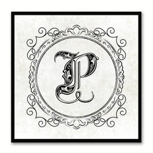 Load image into Gallery viewer, Alphabet P White Canvas Print Black Frame Kids Bedroom Wall Décor Home Art