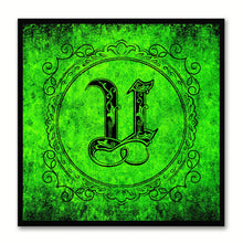 Load image into Gallery viewer, Alphabet U Green Canvas Print Black Frame Kids Bedroom Wall Décor Home Art