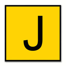 Load image into Gallery viewer, Alphabet J Yellow Canvas Print Black Frame Kids Bedroom Wall Décor Home Art
