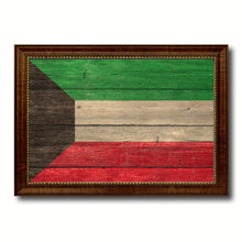 Load image into Gallery viewer, Kuwait Country Flag Texture Canvas Print with Brown Custom Picture Frame Home Decor Gift Ideas Wall Art Decoration