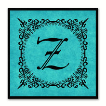 Load image into Gallery viewer, Alphabet Z Aqua Canvas Print Black Frame Kids Bedroom Wall Décor Home Art