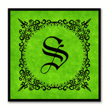 Load image into Gallery viewer, Alphabet S Green Canvas Print Black Frame Kids Bedroom Wall Décor Home Art