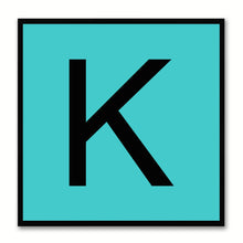 Load image into Gallery viewer, Alphabet K Aqua Canvas Print Black Frame Kids Bedroom Wall Décor Home Art