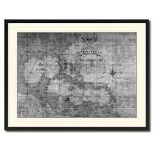 Load image into Gallery viewer, Caribbean Vintage B&W Map Canvas Print, Picture Frame Home Decor Wall Art Gift Ideas
