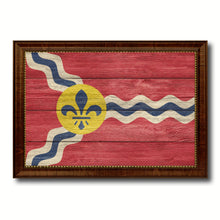 Load image into Gallery viewer, St Louis City Missouri State Texture Flag Canvas Print Brown Picture Frame
