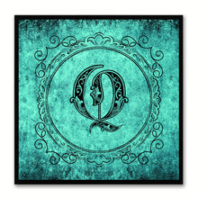 Load image into Gallery viewer, Alphabet Q Aqua Canvas Print Black Frame Kids Bedroom Wall Décor Home Art