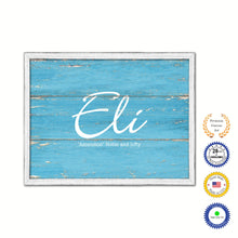 Load image into Gallery viewer, Eli Name Plate White Wash Wood Frame Canvas Print Boutique Cottage Decor Shabby Chic