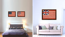 Load image into Gallery viewer, Grand Union Military Flag Texture Canvas Print with Brown Picture Frame Home Decor Wall Art Gifts