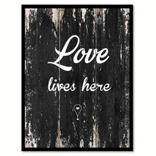 Load image into Gallery viewer, Love lives here Romantic Quote Saying Canvas Print with Picture Frame Home Decor Wall Art