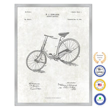 Load image into Gallery viewer, 1890 Safety Bicycle Old Patent Art Print on Canvas Custom Framed Vintage Home Decor Wall Decoration Great for Gifts