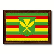 Load image into Gallery viewer, Kanaka Maoli City Hawaii State Flag Canvas Print Brown Picture Frame