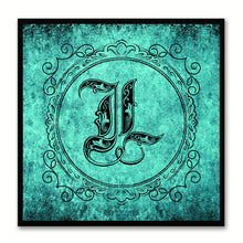 Load image into Gallery viewer, Alphabet L Aqua Canvas Print Black Frame Kids Bedroom Wall Décor Home Art