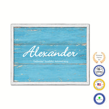 Load image into Gallery viewer, Alexander Name Plate White Wash Wood Frame Canvas Print Boutique Cottage Decor Shabby Chic