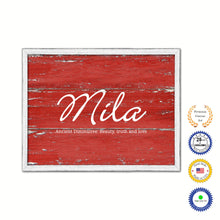 Load image into Gallery viewer, Mila Name Plate White Wash Wood Frame Canvas Print Boutique Cottage Decor Shabby Chic
