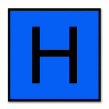 Load image into Gallery viewer, Alphabet H Blue Canvas Print Black Frame Kids Bedroom Wall Décor Home Art
