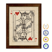 Load image into Gallery viewer, Jack Heart Poker Decks of Vintage Cards Print on Canvas Brown Custom Framed